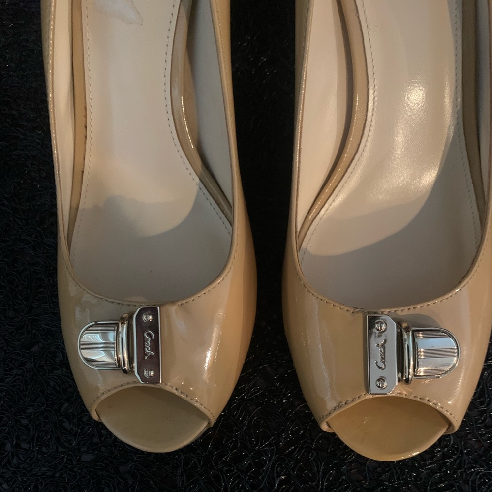 Coach Beige Patent Leather Heels